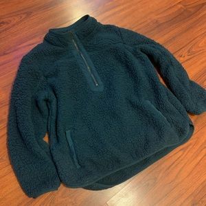 Women’s green sherpa zip jacket